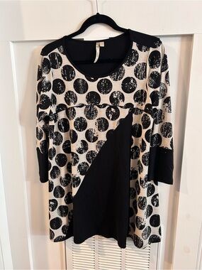Comfy USA Polka Dot Tunic Top Oversized Lagenlook Modal Blend Women’s Sz M